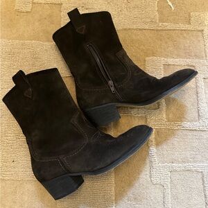 Women’s Western Brown Suede Cowboy Boots Clarks Octavia Up US 7.5 EU 38 Portugal